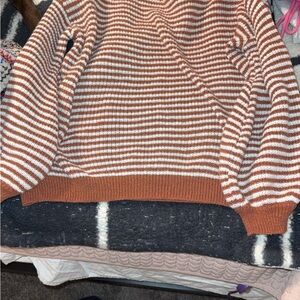 SHEIN Brown and White Striped Knit Top
